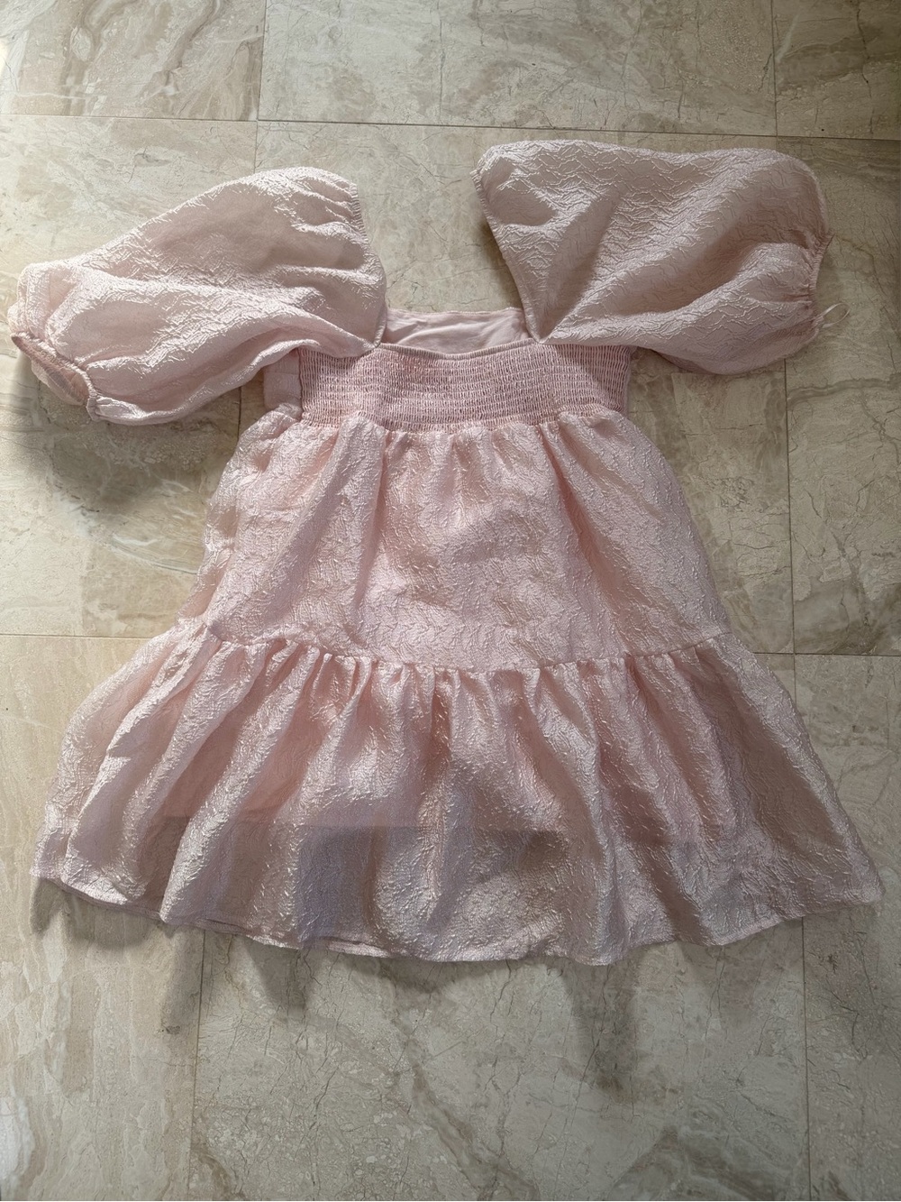 Anthropologie Dress Womens Medium Pink Mini Puff Sleeve Professionally Altered - Picture 3 of 6